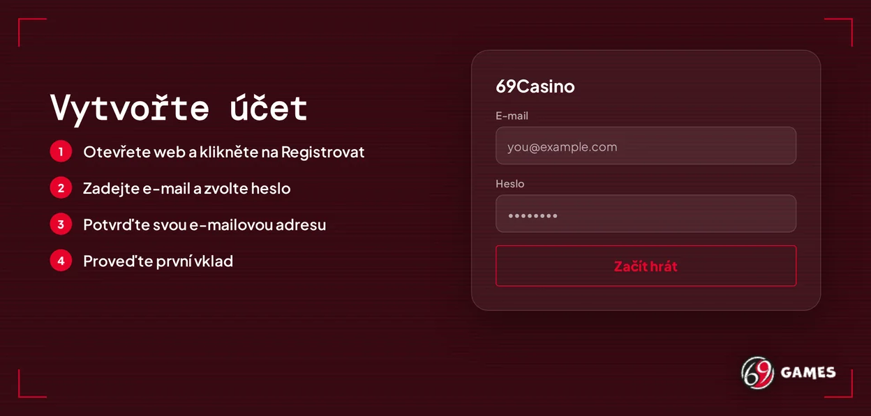 Založte účet v 69Casino.